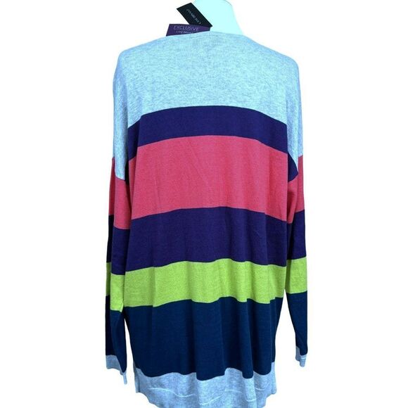 Lane Bryant Bold Wide Stripe Multicolor 100% Cotton LS Pullover Top Sz 18/20 NEW - Picture 3 of 4